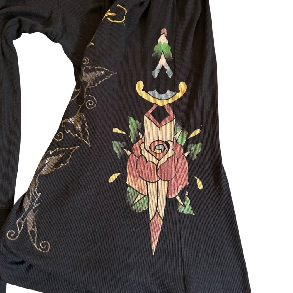 VTG Y2K Ed Hardy Black Long Sleeve Tattoo Graphic Shirt / Mini Dress Goth Medium - Picture 11 of 16